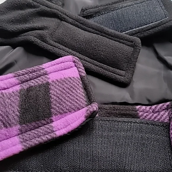 Fragralley Dog Purple Plaid Reversible Fall Winter Coat with Harness Hole Size L - Picture 6 of 9